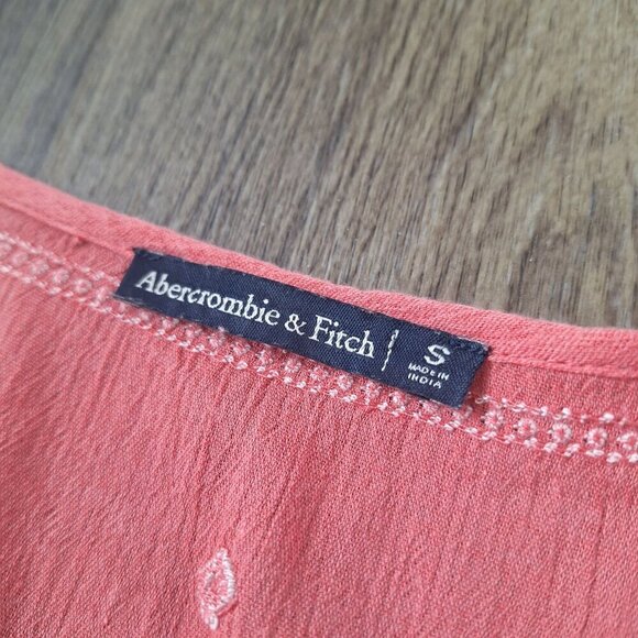 💙 Abercrombie & Fitch Boho Size S/M Lightweight Blouse Cotton Blend Cottage Cor - Picture 5 of 7